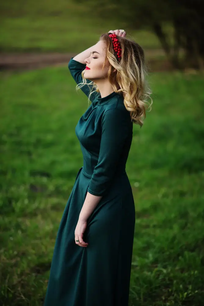 Blue-Green Long Sleeve Gown